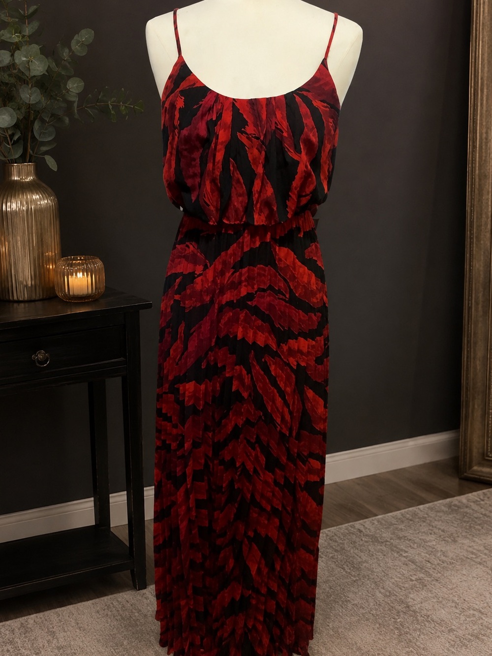 Red & Black Sleeveless Maxi Dress